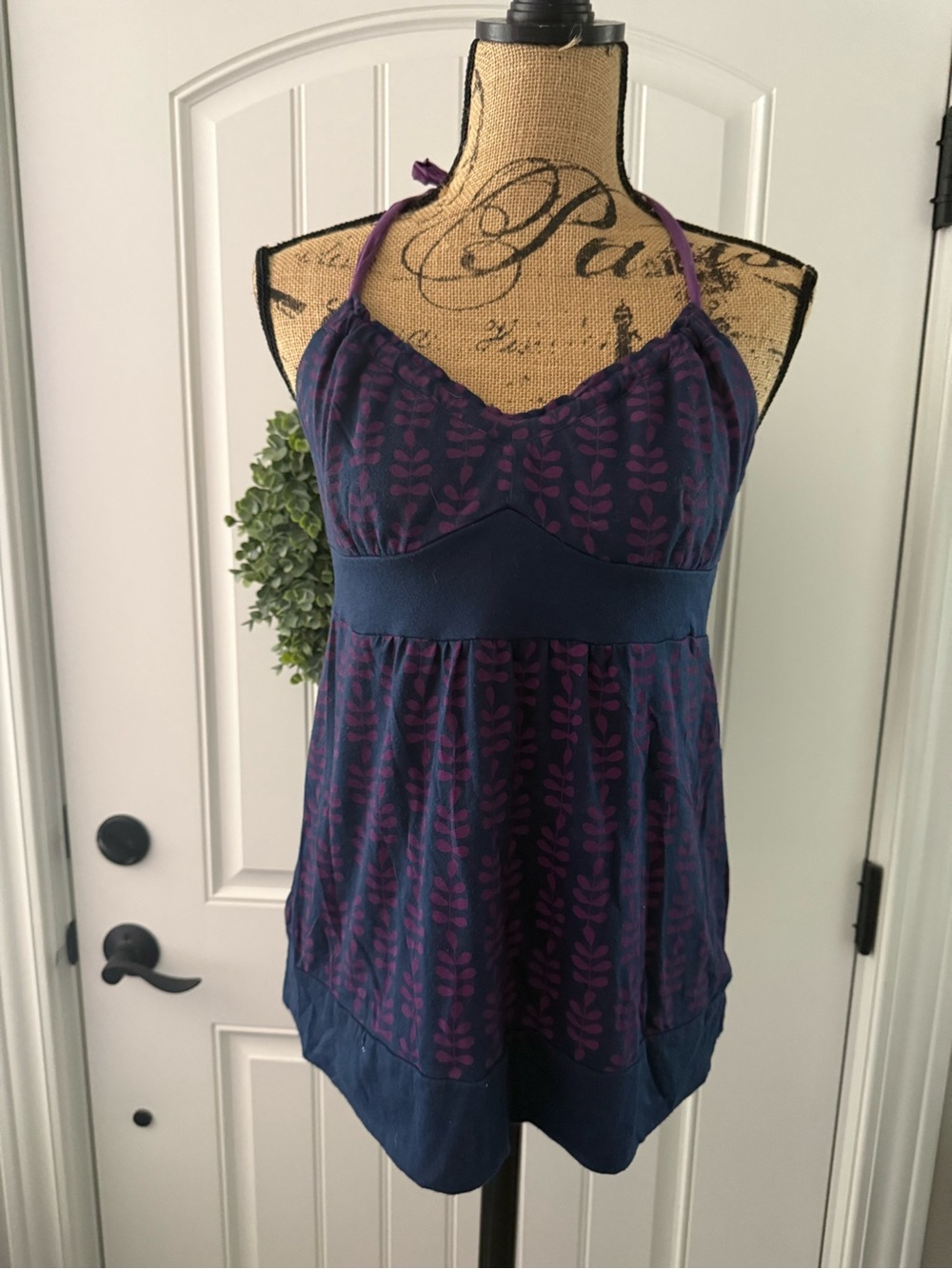 American Eagle Outfitters Navy and Purple Halter Camisole